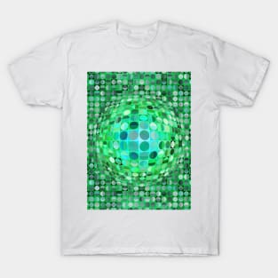 Optical Illusion Sphere - Green T-Shirt